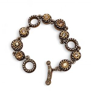 Patricia Locke Silver & Champagne Crystal Link Toggle Bracelet